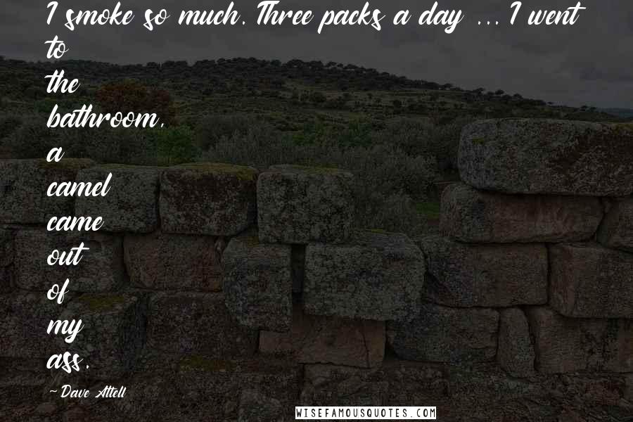 Dave Attell Quotes: I smoke so much. Three packs a day ... I went to the bathroom, a camel came out of my ass.