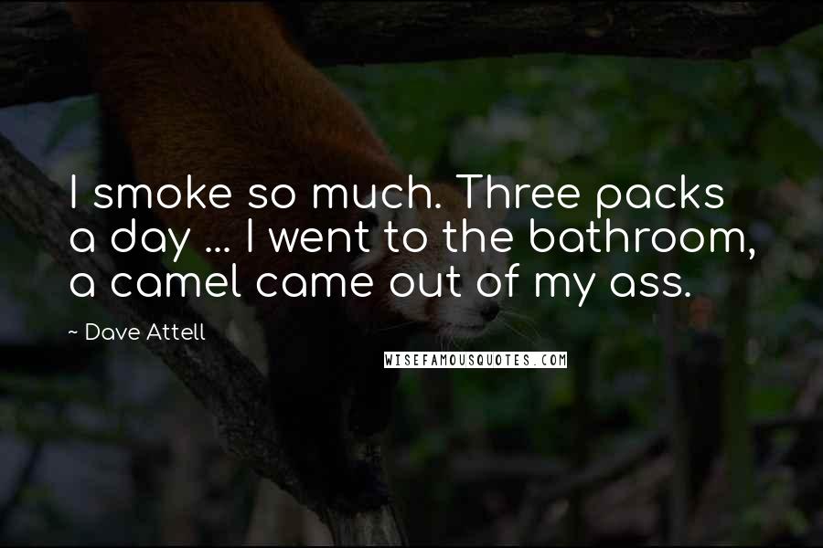 Dave Attell Quotes: I smoke so much. Three packs a day ... I went to the bathroom, a camel came out of my ass.