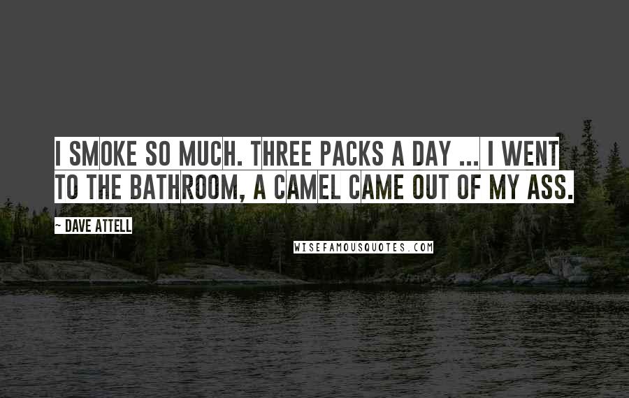 Dave Attell Quotes: I smoke so much. Three packs a day ... I went to the bathroom, a camel came out of my ass.