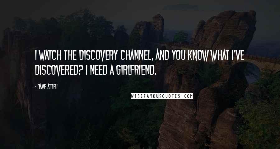 Dave Attell Quotes: I watch the Discovery Channel, and you know what I've discovered? I need a girlfriend.