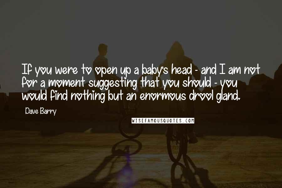 Dave Barry Quotes: If you were to open up a baby's head - and I am not for a moment suggesting that you should - you would find nothing but an enormous drool gland.