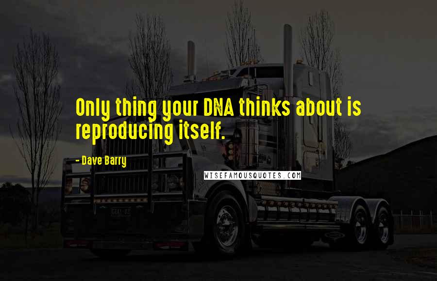 Dave Barry Quotes: Only thing your DNA thinks about is reproducing itself.