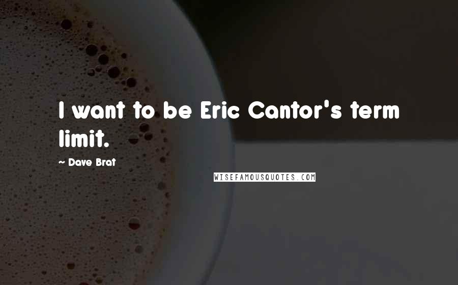 Dave Brat Quotes: I want to be Eric Cantor's term limit.