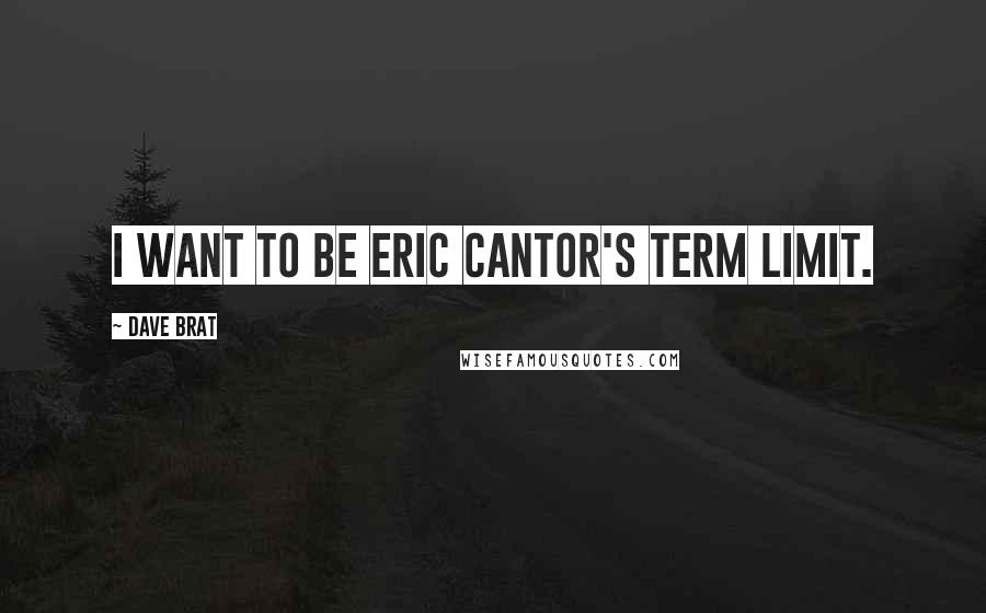 Dave Brat Quotes: I want to be Eric Cantor's term limit.