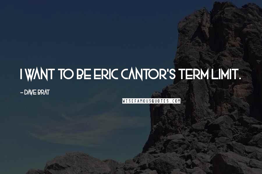 Dave Brat Quotes: I want to be Eric Cantor's term limit.