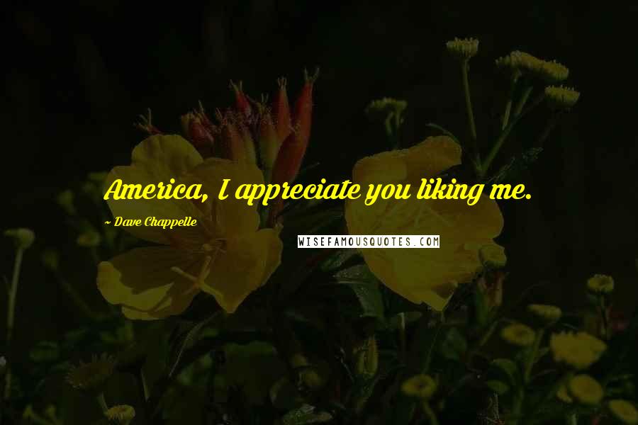 Dave Chappelle Quotes: America, I appreciate you liking me.