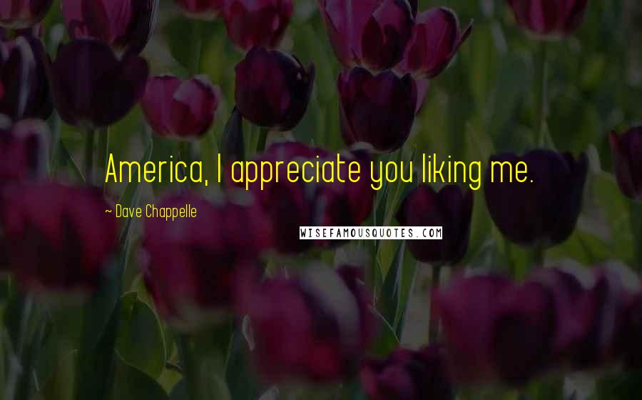 Dave Chappelle Quotes: America, I appreciate you liking me.