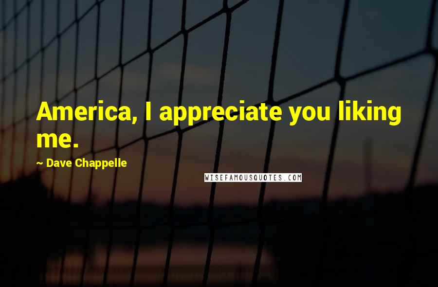 Dave Chappelle Quotes: America, I appreciate you liking me.