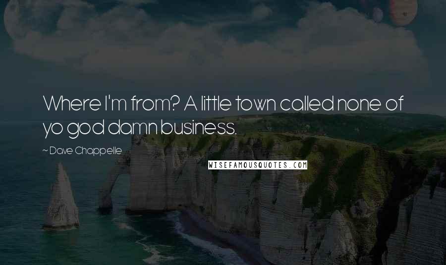 Dave Chappelle Quotes: Where I'm from? A little town called none of yo god damn business.