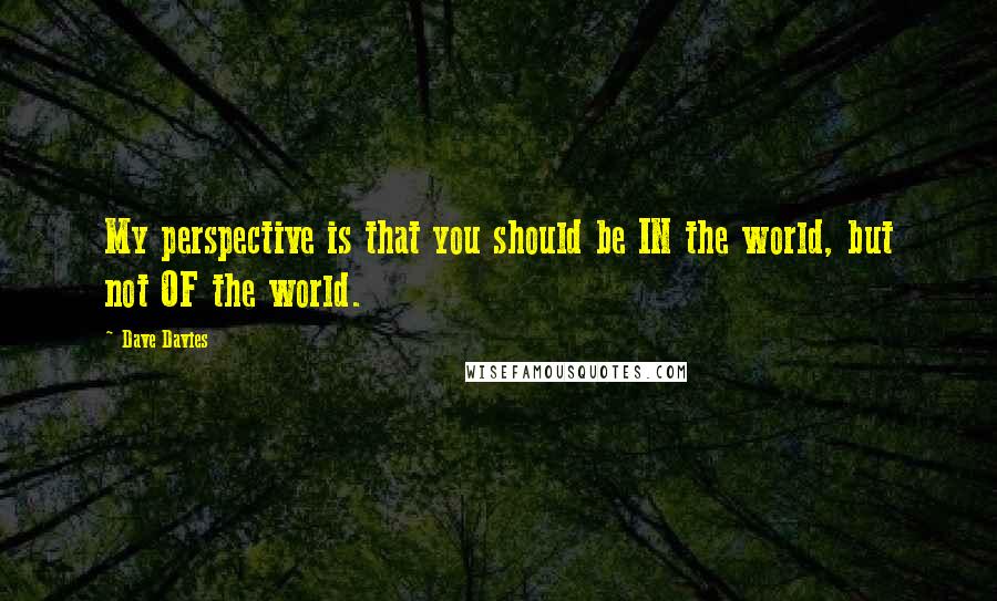 Dave Davies Quotes: My perspective is that you should be IN the world, but not OF the world.