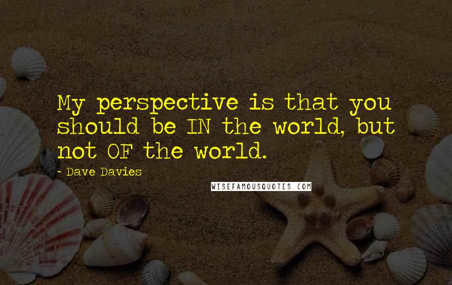 Dave Davies Quotes: My perspective is that you should be IN the world, but not OF the world.