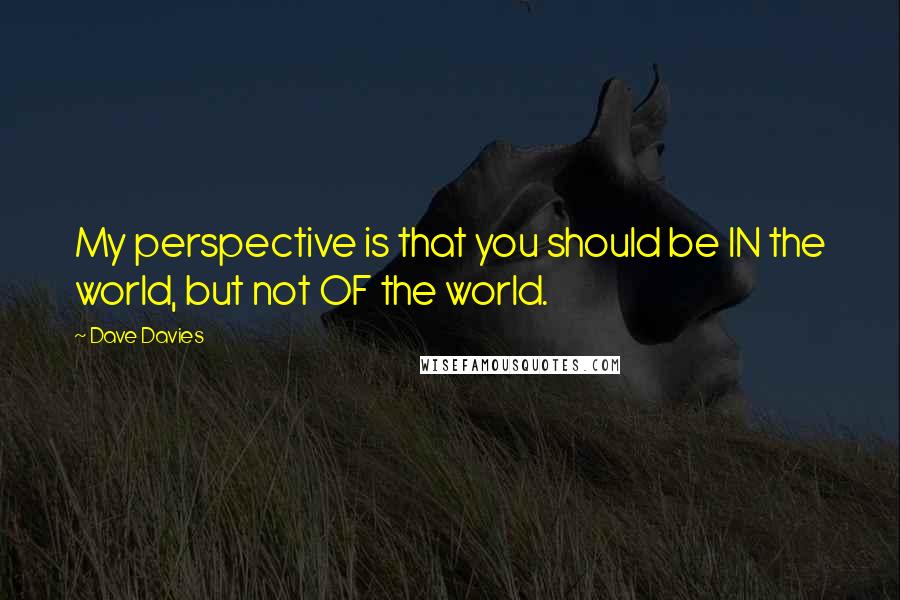 Dave Davies Quotes: My perspective is that you should be IN the world, but not OF the world.