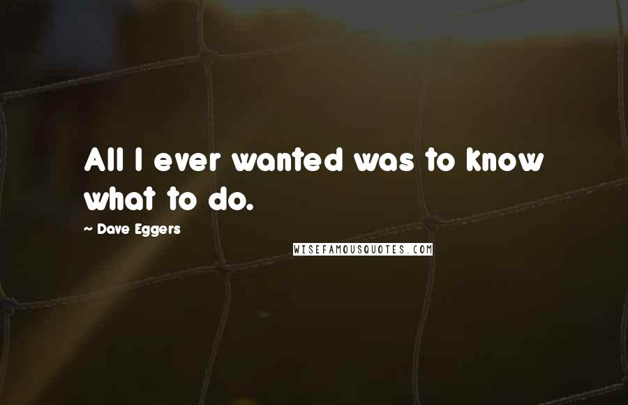 Dave Eggers Quotes: All I ever wanted was to know what to do.