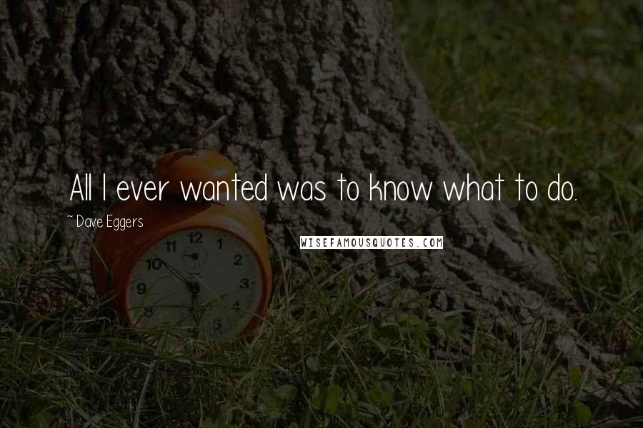 Dave Eggers Quotes: All I ever wanted was to know what to do.