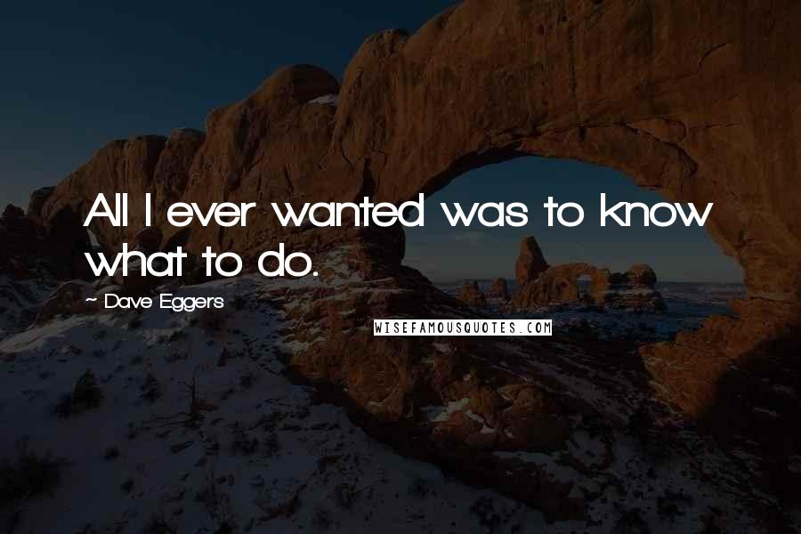 Dave Eggers Quotes: All I ever wanted was to know what to do.