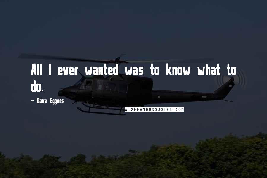 Dave Eggers Quotes: All I ever wanted was to know what to do.