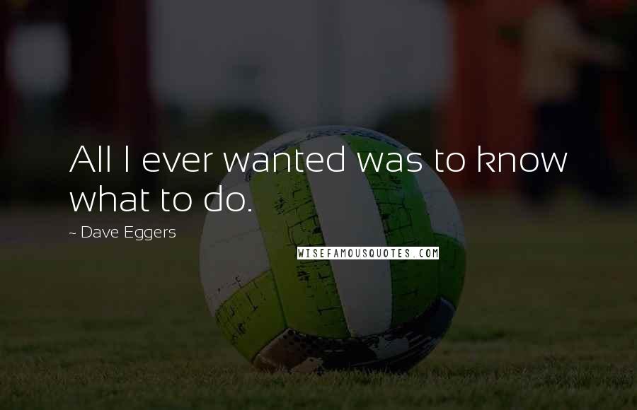 Dave Eggers Quotes: All I ever wanted was to know what to do.