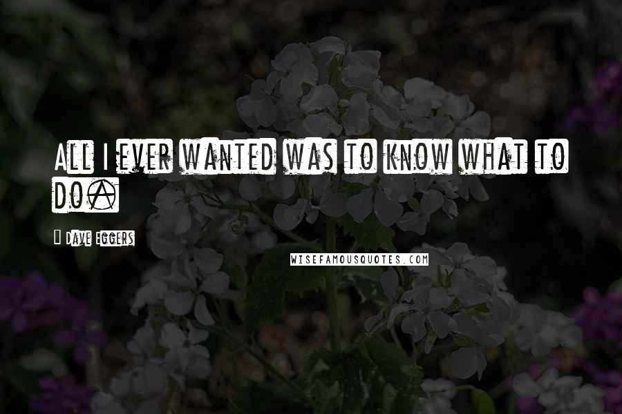 Dave Eggers Quotes: All I ever wanted was to know what to do.