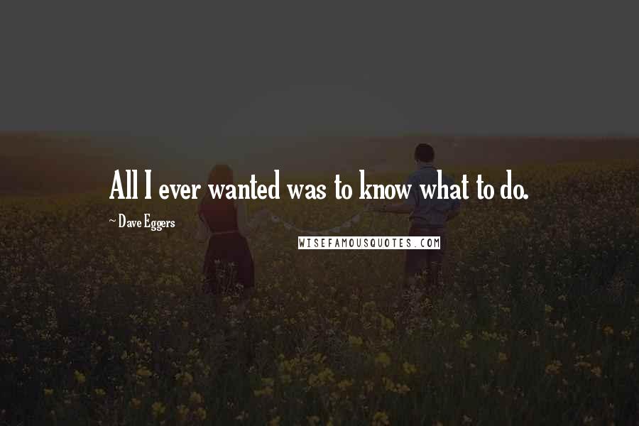 Dave Eggers Quotes: All I ever wanted was to know what to do.