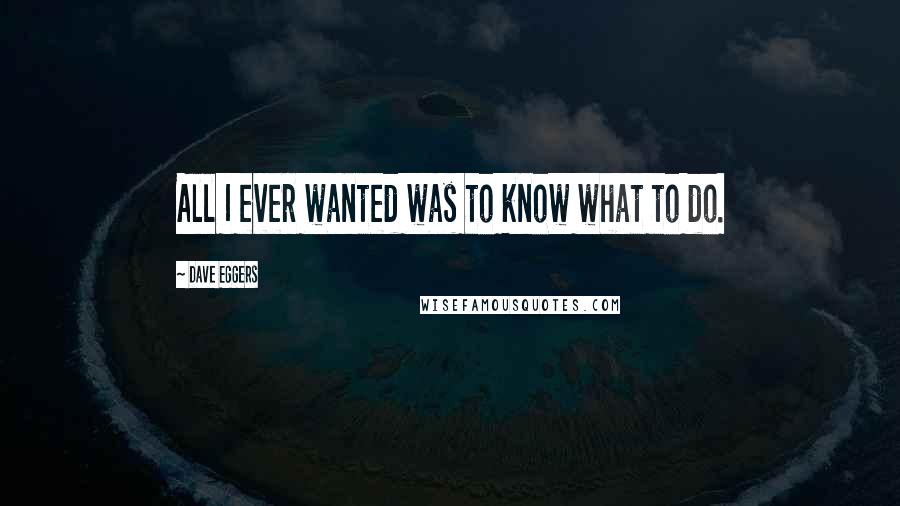 Dave Eggers Quotes: All I ever wanted was to know what to do.