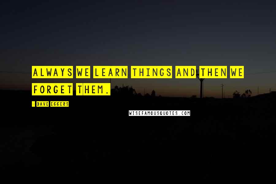 Dave Eggers Quotes: Always we learn things and then we forget them.