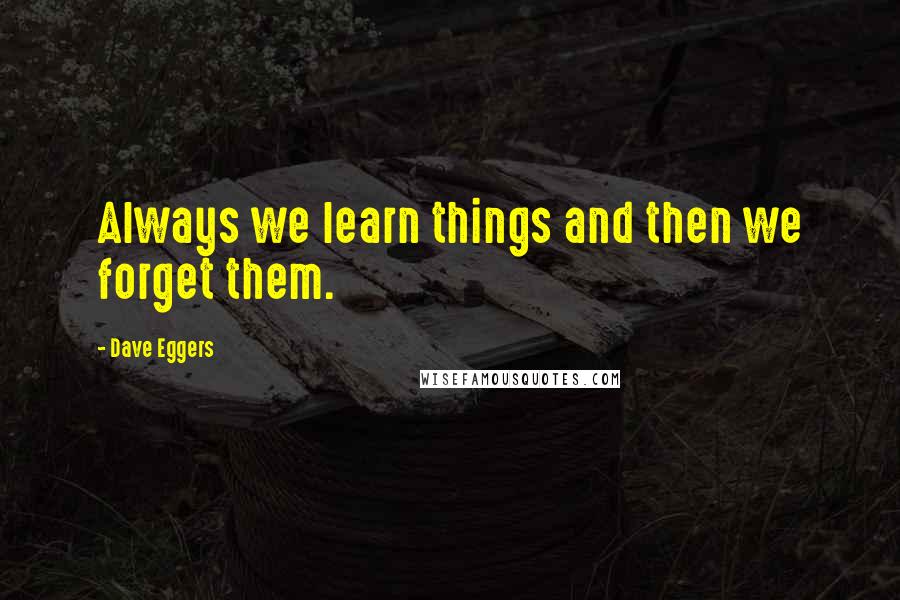 Dave Eggers Quotes: Always we learn things and then we forget them.