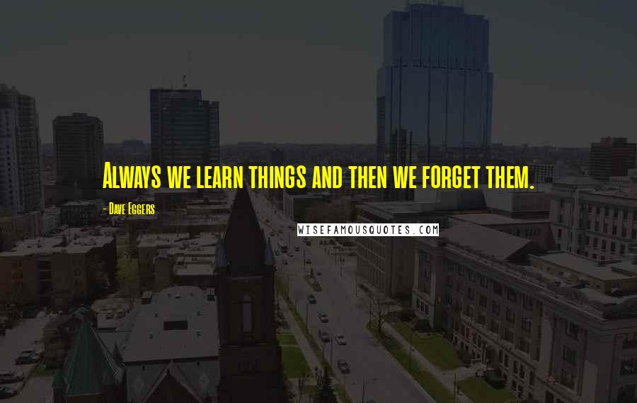 Dave Eggers Quotes: Always we learn things and then we forget them.