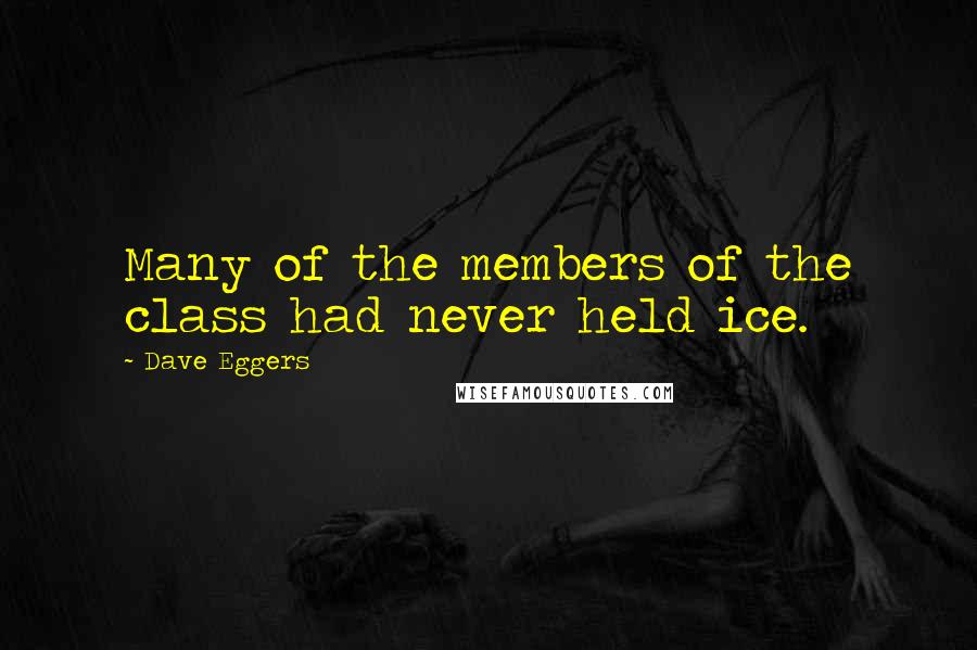 Dave Eggers Quotes: Many of the members of the class had never held ice.