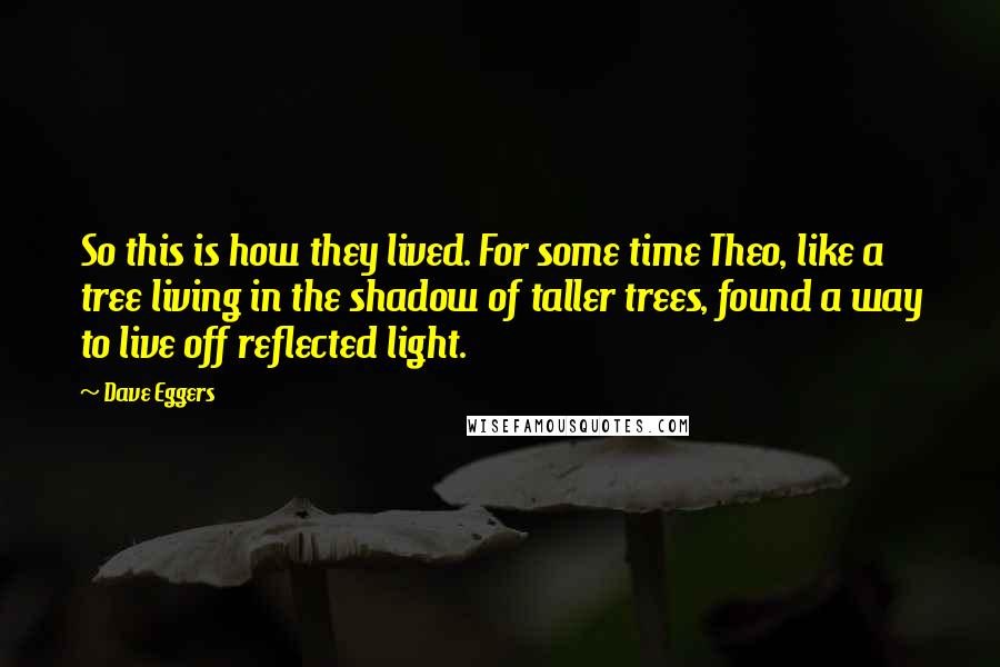 Dave Eggers Quotes: So this is how they lived. For some time Theo, like a tree living in the shadow of taller trees, found a way to live off reflected light.