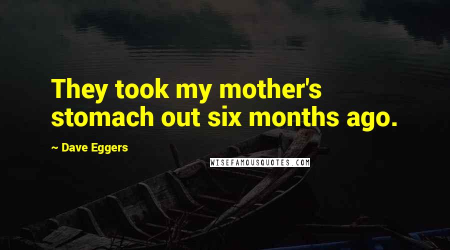 Dave Eggers Quotes: They took my mother's stomach out six months ago.