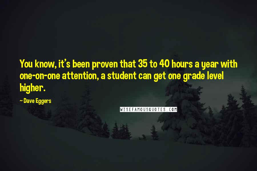 Dave Eggers Quotes: You know, it's been proven that 35 to 40 hours a year with one-on-one attention, a student can get one grade level higher.