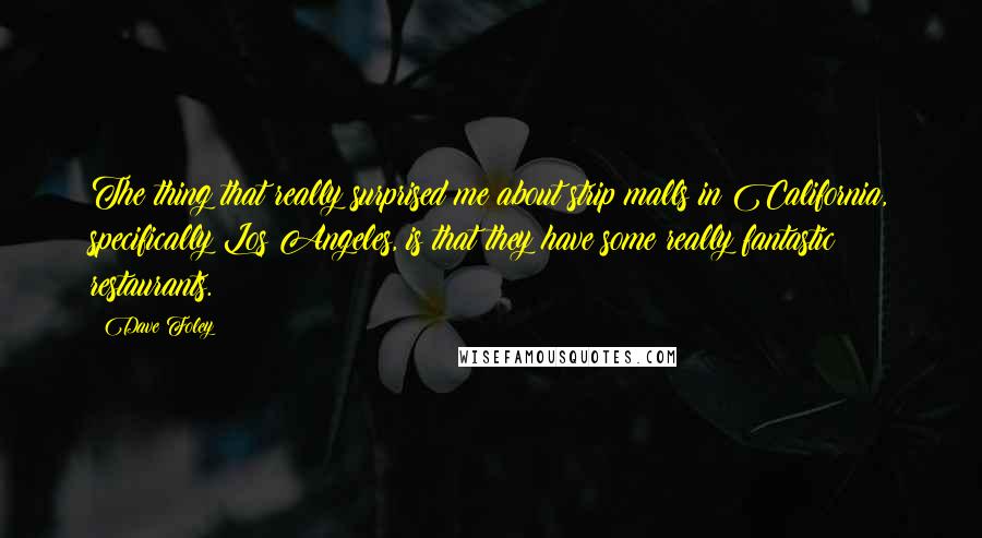 Dave Foley Quotes: The thing that really surprised me about strip malls in California, specifically Los Angeles, is that they have some really fantastic restaurants.