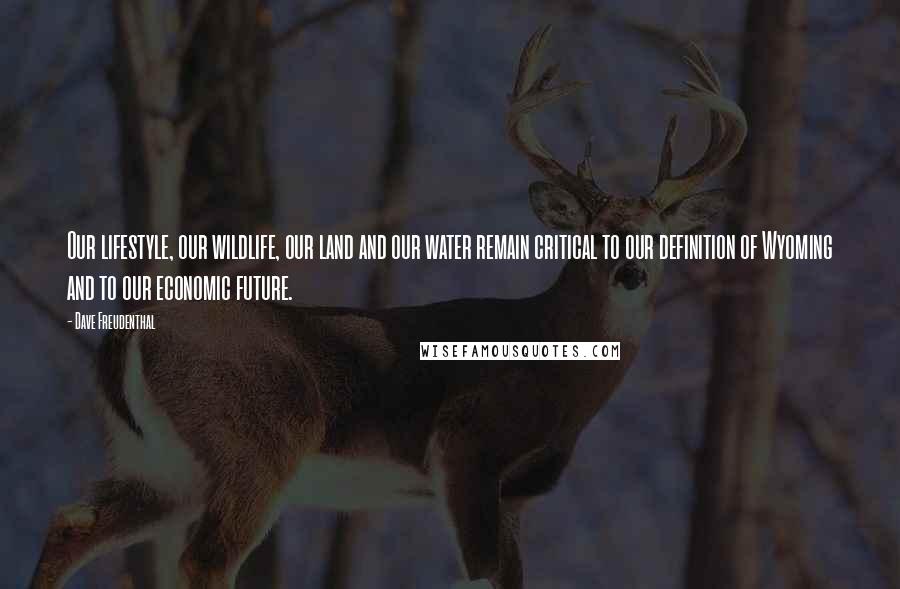 Dave Freudenthal Quotes: Our lifestyle, our wildlife, our land and our water remain critical to our definition of Wyoming and to our economic future.