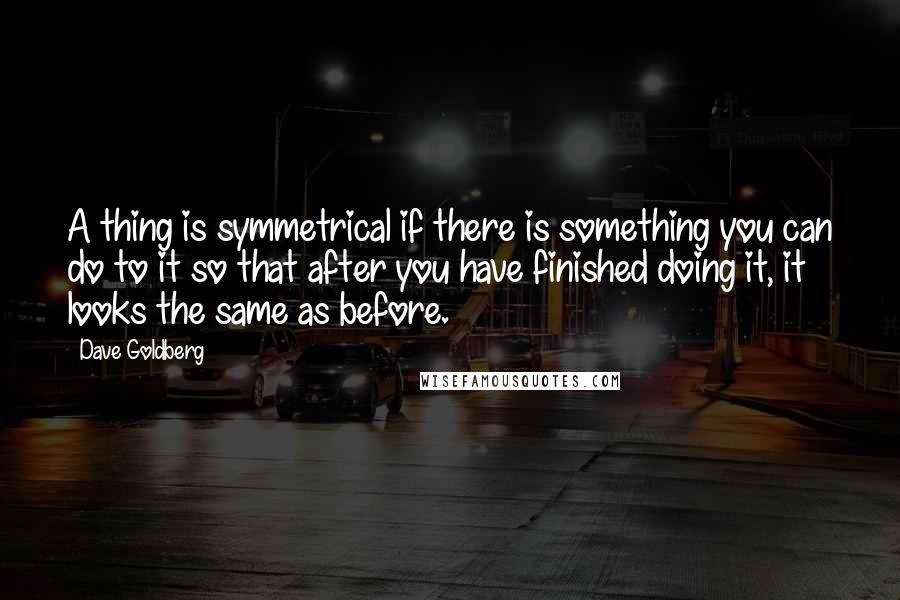 Dave Goldberg Quotes: A thing is symmetrical if there is something you can do to it so that after you have finished doing it, it looks the same as before.