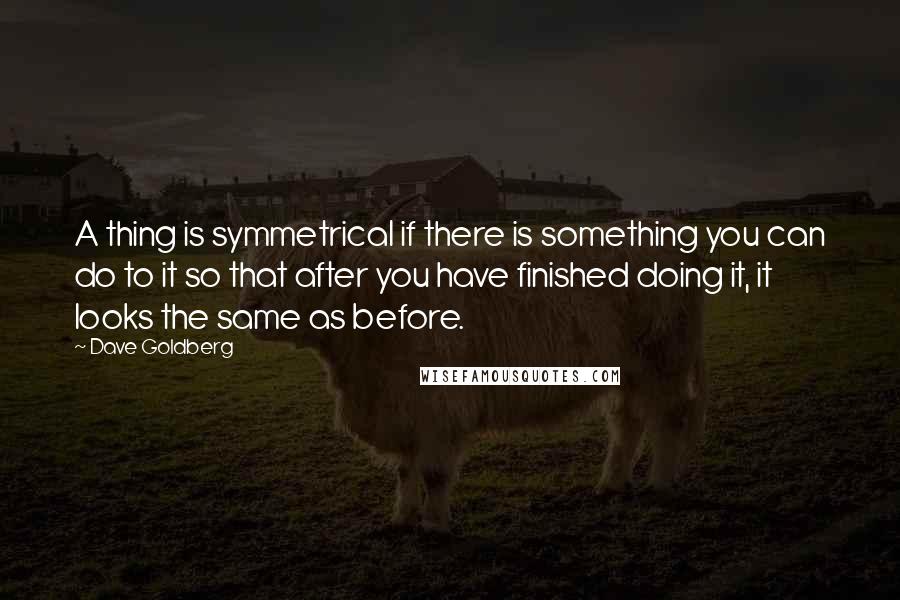 Dave Goldberg Quotes: A thing is symmetrical if there is something you can do to it so that after you have finished doing it, it looks the same as before.