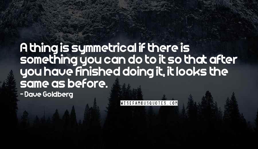 Dave Goldberg Quotes: A thing is symmetrical if there is something you can do to it so that after you have finished doing it, it looks the same as before.