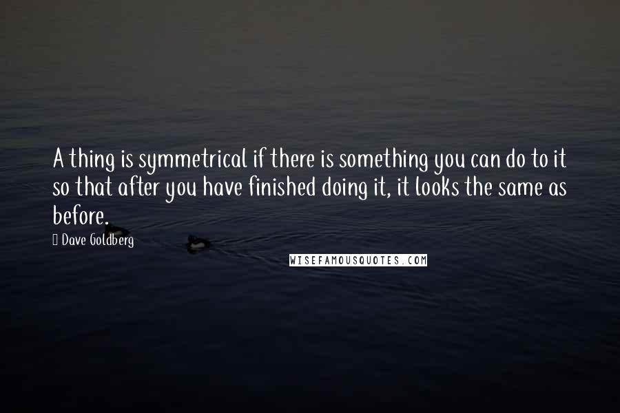 Dave Goldberg Quotes: A thing is symmetrical if there is something you can do to it so that after you have finished doing it, it looks the same as before.