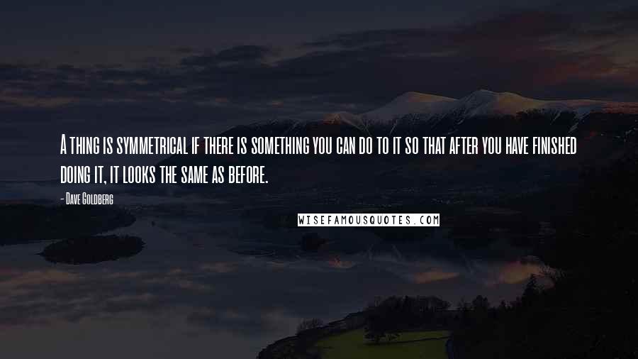 Dave Goldberg Quotes: A thing is symmetrical if there is something you can do to it so that after you have finished doing it, it looks the same as before.