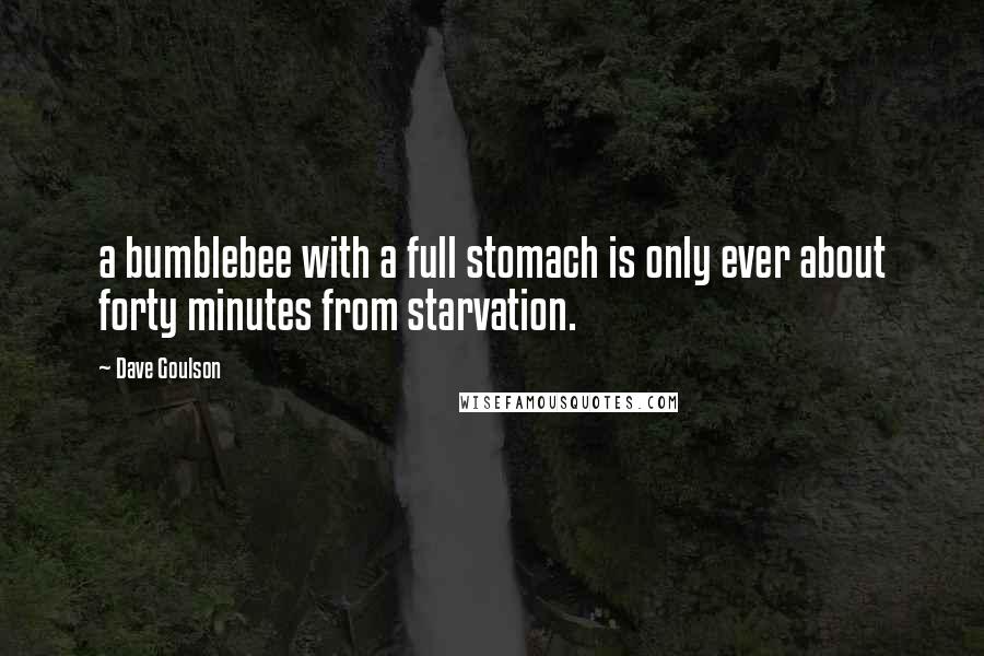 Dave Goulson Quotes: a bumblebee with a full stomach is only ever about forty minutes from starvation.