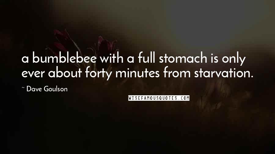 Dave Goulson Quotes: a bumblebee with a full stomach is only ever about forty minutes from starvation.