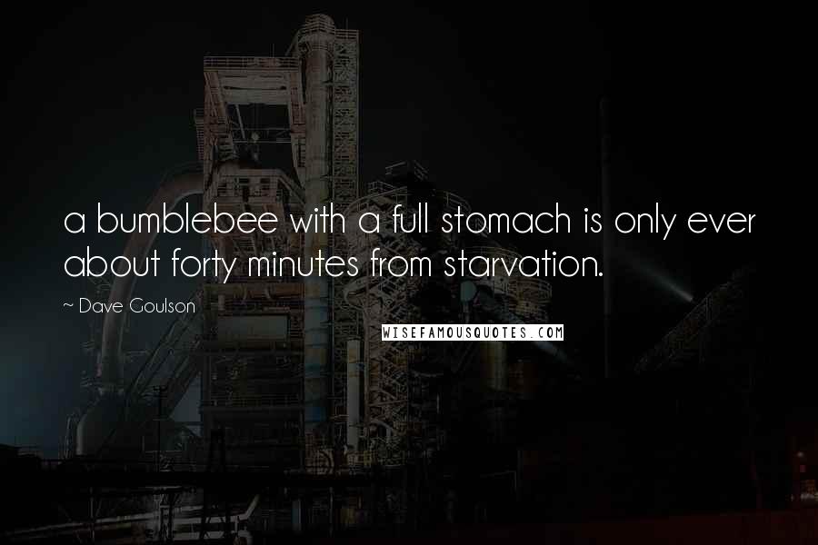 Dave Goulson Quotes: a bumblebee with a full stomach is only ever about forty minutes from starvation.