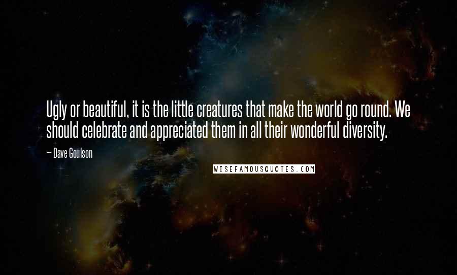 Dave Goulson Quotes: Ugly or beautiful, it is the little creatures that make the world go round. We should celebrate and appreciated them in all their wonderful diversity.