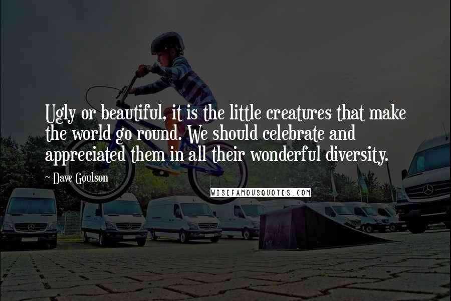 Dave Goulson Quotes: Ugly or beautiful, it is the little creatures that make the world go round. We should celebrate and appreciated them in all their wonderful diversity.