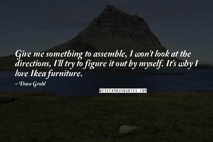 Dave Grohl Quotes: Give me something to assemble, I won't look at the directions, I'll try to figure it out by myself. It's why I love Ikea furniture.