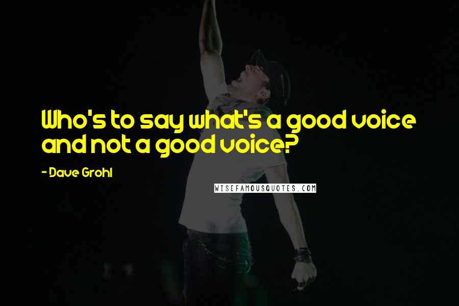 Dave Grohl Quotes: Who's to say what's a good voice and not a good voice?