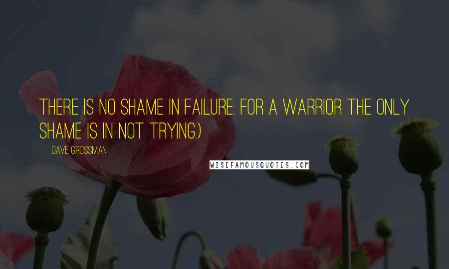 Dave Grossman Quotes: There is no shame in failure. For a warrior the only shame is in not trying.)