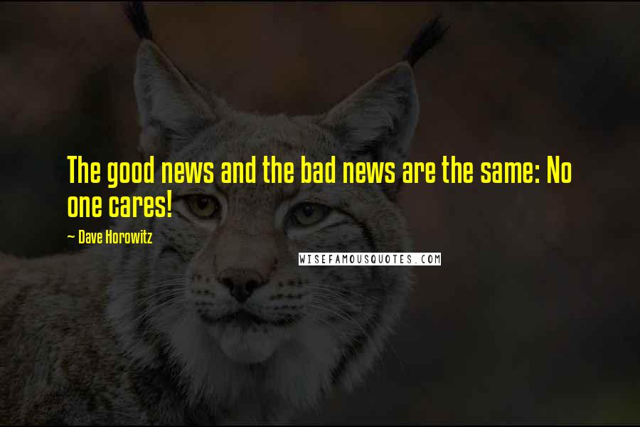 Dave Horowitz Quotes: The good news and the bad news are the same: No one cares!