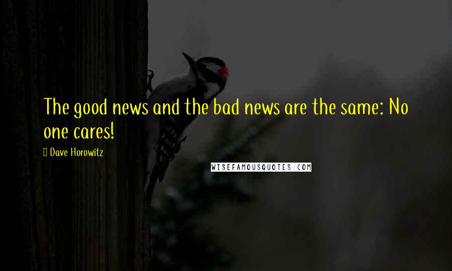 Dave Horowitz Quotes: The good news and the bad news are the same: No one cares!