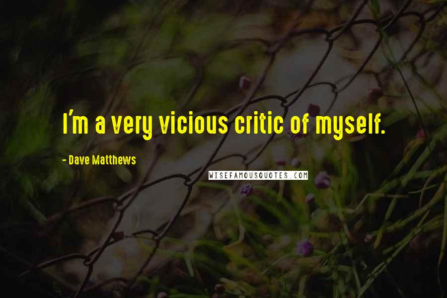 Dave Matthews Quotes: I'm a very vicious critic of myself.