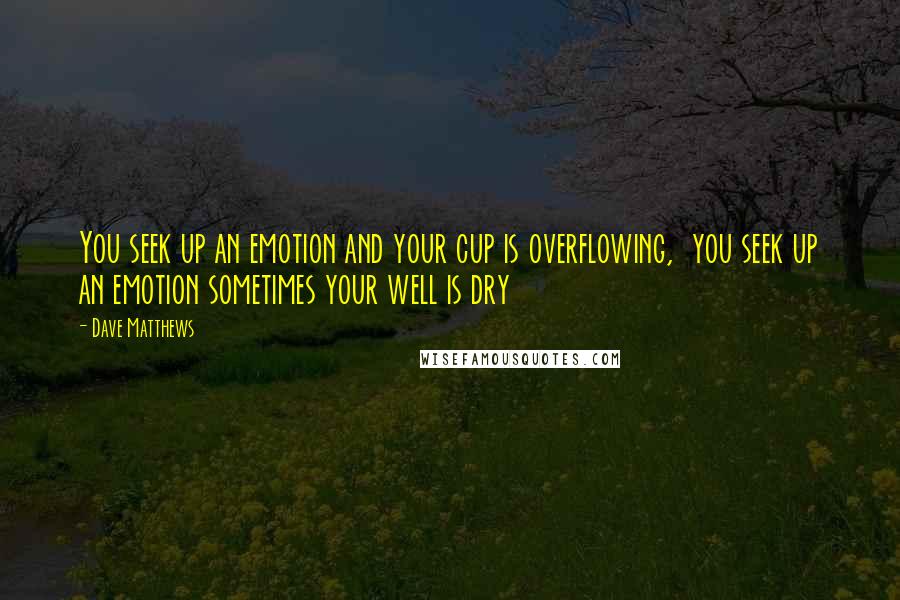 Dave Matthews Quotes: You seek up an emotion and your cup is overflowing,  you seek up an emotion sometimes your well is dry